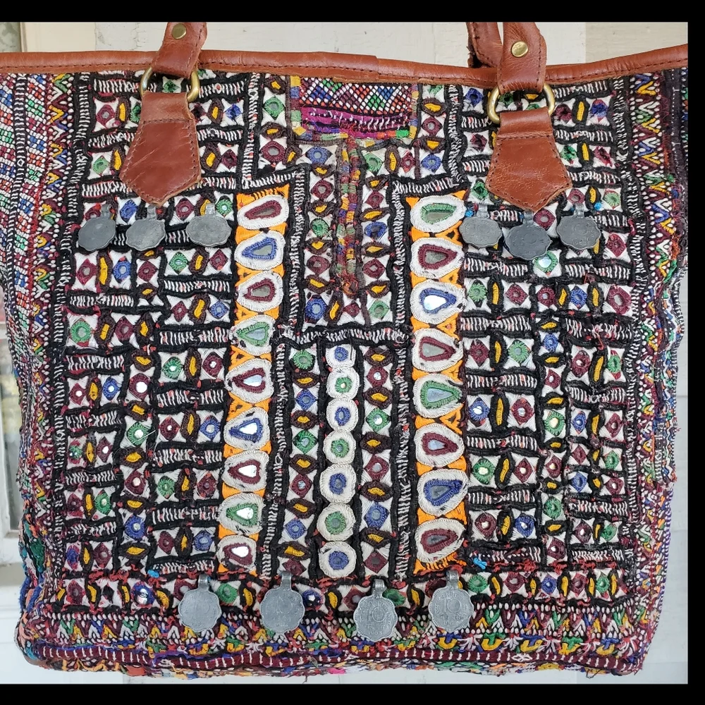 Artisan Banjara zari Boho Embroidered bag Handmade Patchwork Repurposed